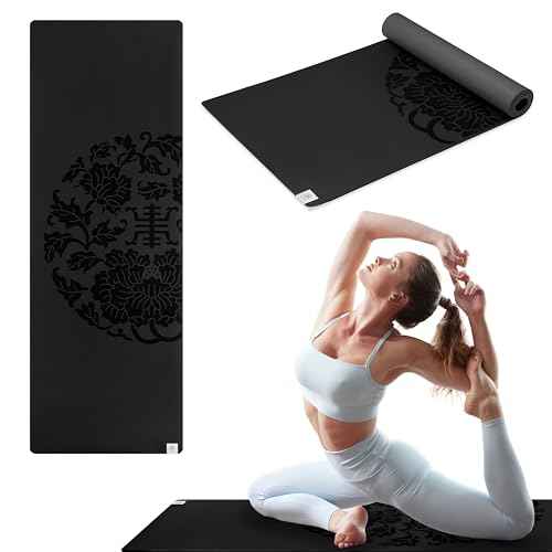 Gaiam Dry-Grip Yoga Mat - 5mm Thick Non-Slip Exercise & Fitness Mat for Standard or Hot Yoga, Pilates and Floor Workouts - Cushioned Support, Non-Slip Coat - 68 x 24 Inches