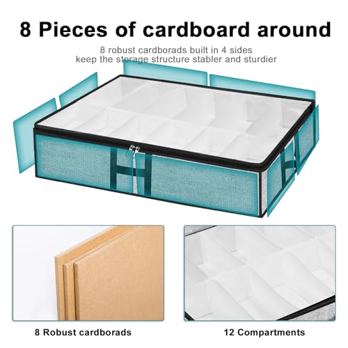 Under Bed Shoe Storage Organizer for Closet 2 Pack- Fits 24 Pairs Underbed Shoes Container Boxes, Light Grey - color: Light Grey-24pairs, style: H-Handle