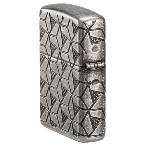 Zippo Lighter: Armor MultiCut Geometric Deep Carve - Antique Silver 49883