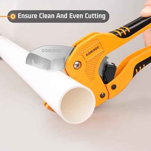 DOMINOX 1-5/8 Inch O.D. Ratchet-type PVC Pipe Cutter, Apply to PEX, PVC and PPR plastic hoses and Plumbing Pipe, Suitable for Home Working and Plumber