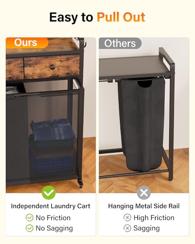 Laundry Hamper Laundry Basket: Rolling Laundry Basket Organizer with Wheels - Laundry Hamper 3 Section with Shelf Drawers Oxford Laundry Bags - Laundry Sorter for Laundry Room Bathroom Bedroom