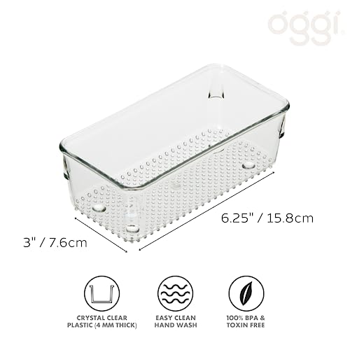 Oggi Clear Drawer Organizer - 3" X 6"- Ideal for Organizing Kitchen Drawers, Office, Desk, Silverware, Kitchen Utensils, Cosmetics and Bathrooms (Pack of 2) - size: 3" by 6" (Pack of 2)