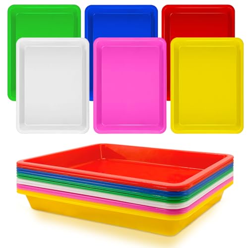 12 Pack Plastic Art Trays,6 Colors Serving Tray,Activity Crafts Organizer Tray for School Classroom DIY Projects,Home Organizing Supply,Painting,Jewelry,Beads