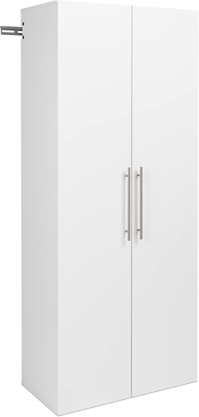 Prepac HangUps Shoe Storage Cabinet, 16" D x 30" W x 72" H, White & Large Storage Cabinet, 24", White
