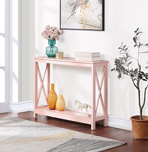 Convenience Concepts Oxford Console Table 39.5" - Sofa Table with Storage Shelf, Transitional Entryway Hall Table for Living Room and Bedroom, Display Foyer Table, Blush Pink - color: Blush Pink