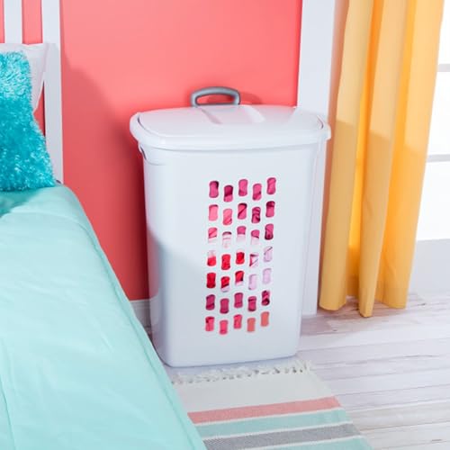 Sterilite 18-Pack Ultra Wheeled Hamper, Laundry Basket w/Flip-Top Lid & Retractable Handle - Plastic Rolling Clothes Storage Cart with Ventilated Holes for Home, Apartment or Dorm - size: 18 Pack