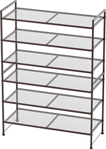 Simple Houseware 3-Tier Stackable Mesh Shoe Rack, Bronze - color: Bronze, style: Mesh Panel