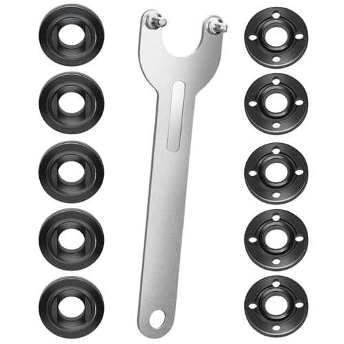 11 Pcs Angle Grinder Nut Angle Grinder Wrench Kit 5/8-11 Flange Metal Lock Nut Fits for Dewalt Milwaukee Makita193465-4 Metabo Bosch 4.5" 5" Grinder Parts