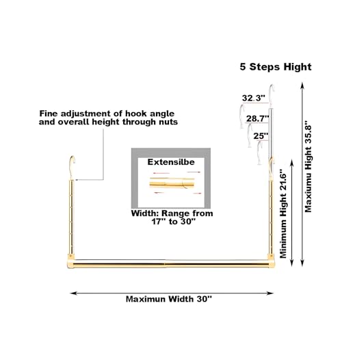 Adjustable Hanging Closet Rod, Extender Hanging Rod, Closet Hanging Organizer, Heavy Duty Closet Bar, Hanging Rod (Gold, 2 Pack) - color: Gold, size: 2 Pack
