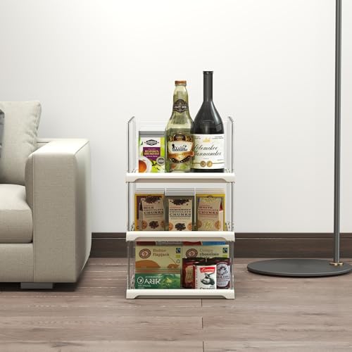 Covetree 3 Pack Stackable Closet Organizers and Storage Shelves - Transparent Sweater Organizer for Closet, Bathroom, Kitchen, Cupboard, Laundry Room, and Office