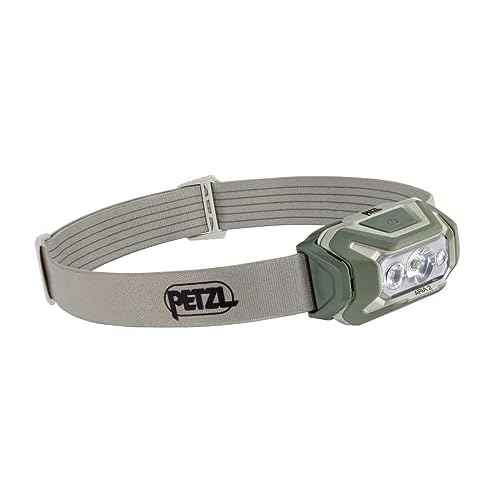 PETZL ARIA 2 RGB, Compact, Durable, Waterproof headlamp with White, red, Green and Blue Modes, 450 lumens, Desert