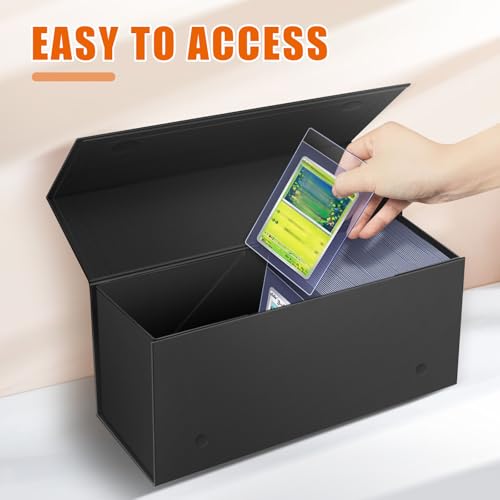 2 Pack Semi Rigid Card Holder, Magnetic and Semi Rigid Card Storage Box, Black