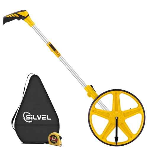 SILVEL 12 Inch Measuring Wheel, MAX9999FT Measuring Wheel in Feet and Inches, One key to Zero Rolling Tape Measuring Wheels, yellow
