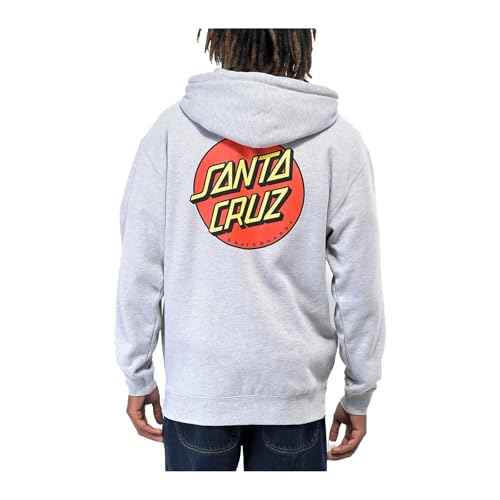 SANTA CRUZ Classic Dot Zip Hooded Heavyweight Sweatshirt Grey Hthr Med Mens