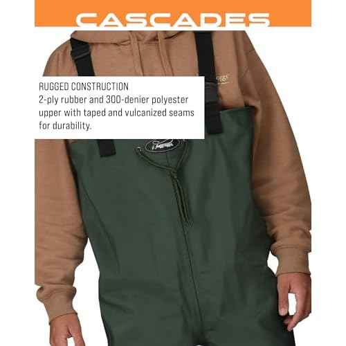 Cascades 2-ply Poly/Rubber Waterproof Fishing Bootfoot Chest Wader for Fishing