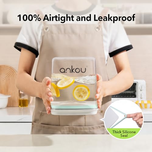 Food Storage Container Set 2.8 Qt ×2 with Lids, Airtight Pantry Canisters, BPA-Free Plastic Flour Sugar Storage Containers, One-Touch Press-to-Open Lids, Stackable Clear Jars for Rice, Cereal, Coffee - color: 2.8 Qt X 2