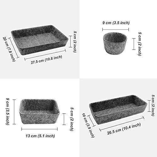 8pcs Drawer Organizers, Separators, Storage Box,Felt Storage Bins Inserts Tool Containers Toy Basket Shelf Cubes Foldable Drawer Dividers Desk Organisers - Grey