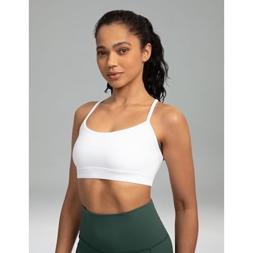 Colorfulkoala Women's Dreamlux Y Back Sports Bra Low Impact Padded Workout Top with Built in Bra A-C Cups