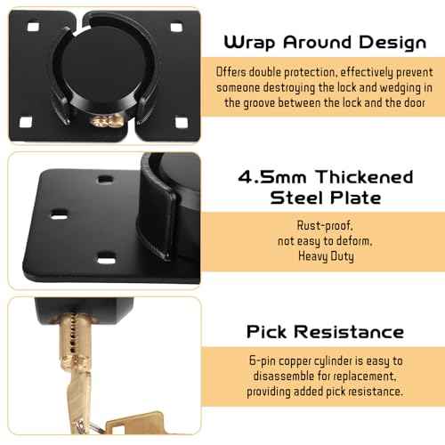 2 Packs Heavy Duty Puck Lock Keyed Alike, 73mm High Security Hidden Shackle Padlock with Hasp, Solid Steel Puck Lock Latches for Container, Garage Shed Trailer Truck, Black