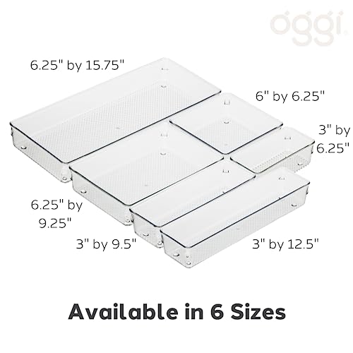 Oggi Clear Drawer Organizer - 3" X 6"- Ideal for Organizing Kitchen Drawers, Office, Desk, Silverware, Kitchen Utensils, Cosmetics and Bathrooms (Pack of 2) - size: 3" by 6" (Pack of 2)