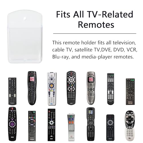 2 Pcs Remote Control Holder Wall Mount, TV Controller Holder, Self Adhesive Remote Holder, Wall Pen Holder Storage Accessories for Home Office School（Clear） - color: Clear&2Pcs