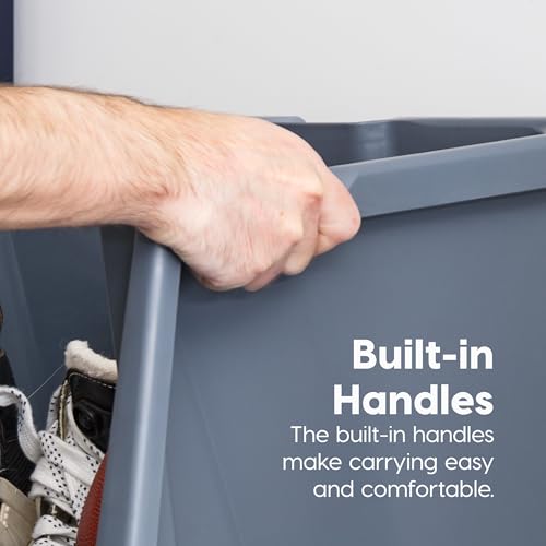 IRIS USA Open Front Storage Bins, Large - 3 Pack, Heavy Duty Garage Storage, Stackable Storage Bins, Tools Hose Household Product Sporting Goods, Wide Open Front, Interlocked Secure Stacking, Gray - size: Large - 3 Pack