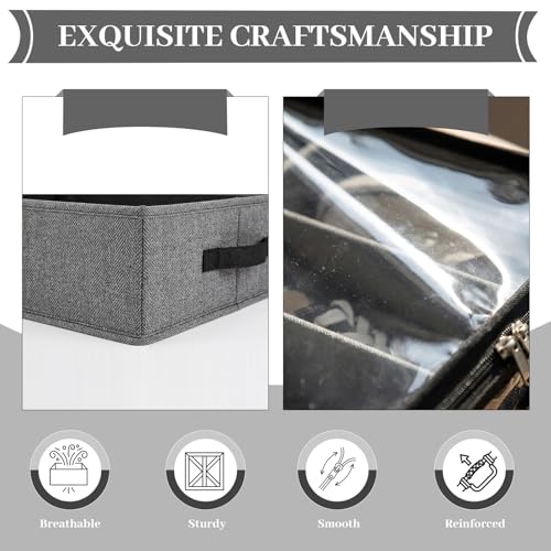 2 Pack Underbed Shoe Storage Organizer, Under Bed Shoe Organizer for Closet, Fits 14 Pairs & 4 Boots, Sturdy Shoe Bags for Storage, Shoe Organizer for Under Bed