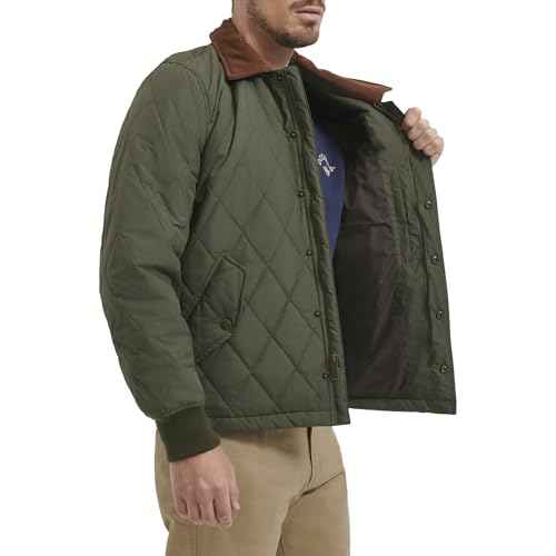 DOCKERS mens Diamond Quilted Jacket With Corduroy Collar