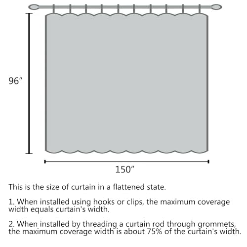2-in-1 Room Darkening Curtain & Room Divider - Extra Wide & Heavy-Duty Partition Curtain for Bedroom/Office/Loft - Cheaper Than Building Walls! 12.5ft W x 8ft L, White, 1 Panel - color: Greyish White, size: 150"W x 96"L (Pack of 1)