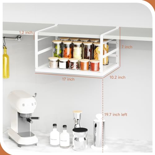 2 Pack Large Under Shelf Basket, White Undershelf Storage Basket, Heavy Duty Slide-in Hanging Storage Basket, Metal Under Cabinet Organizer for Kitchen, Pantry, Desk, Bookshelf, Cabinet - size: 2 Pack Large White