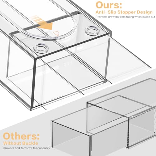 Desk Organizer with 14 Drawers, FODIENS 14 Packs Acrylic Stackable Desktop Storage Drawer Makeup Organizer, Clear Craft Storage Box Cabinets for Office Vanity Countertop Bathroom Bedroom - size: 14 Drawers