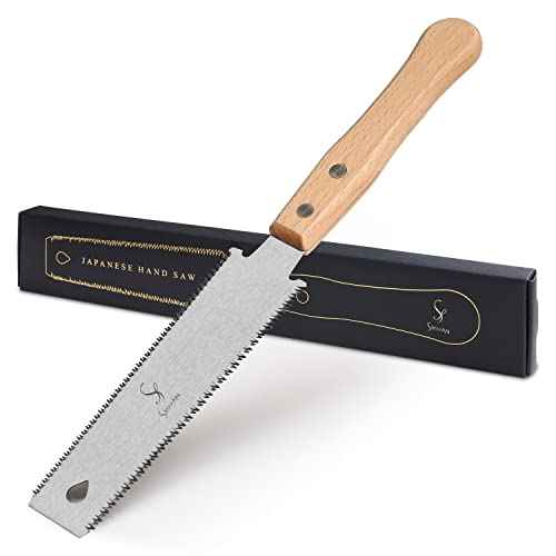 Japanese Hand Saw Woodworking Tools, SS SHOVAN Double Edged 11/17 TPI Flush Cut Saw, Wooden Handle Pull Saw Small Handsaw for Fine Cutting Wood