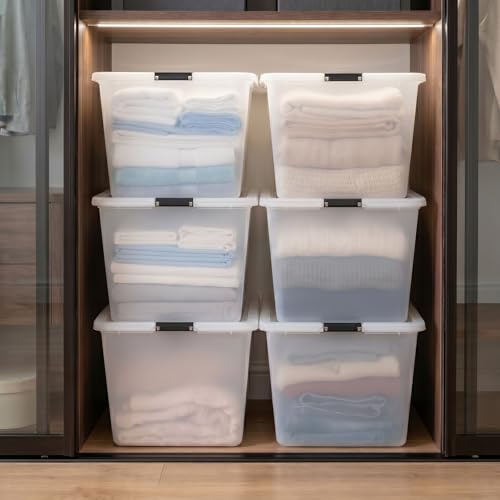 IRIS USA 6-Pack High-Capacity Clip Box with Latching Lids, 55 Quart Storage Bins, Supply Containers for Home, Office & Classroom Organization - size: 55 Qt, style: 6 Pack