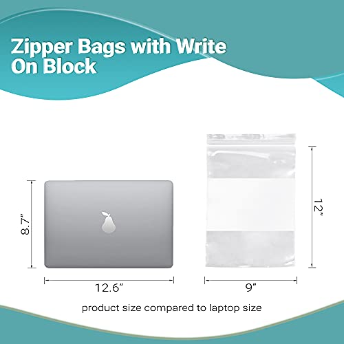 APQ Plastic Reclosable Zipper Bags, 9 x 12 Inches. 1000 Pack White Block Reclosable Bags. 4 Mil Reclosable Zip Bags Clear. Waterproof Plastic Jewelry Bags. Durable Reclosable Poly Bags - size: 9" x 12" / 1000 Pack