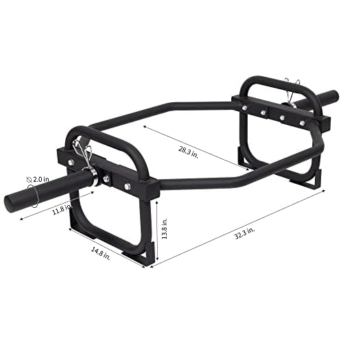 Fitvids Olympic 2-Inch Hex Weight Lifting Trap Bar for Strength Training, 500-Pound Capacity, Safety Clips, Home Gym for Shoulder Presses, Shrugs, Back Rows, Weightlifting