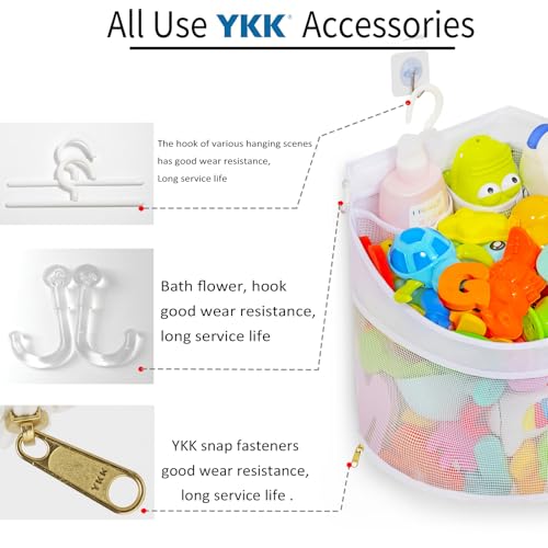 Ligereza Baby Bath Toy Organizer, Quick Drying and Mould Proof, Corner Hang-Suspension Holder, Large Capacity Multi Use Shower Caddy (White)