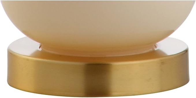 JONATHAN Y 20.5" Ivory Glass Table Lamp, Modern Gourd Bedside Nightstand Lamp for Bedroom, Living Room, White Linen Shade, LED Bulb Included (JYL1028B)