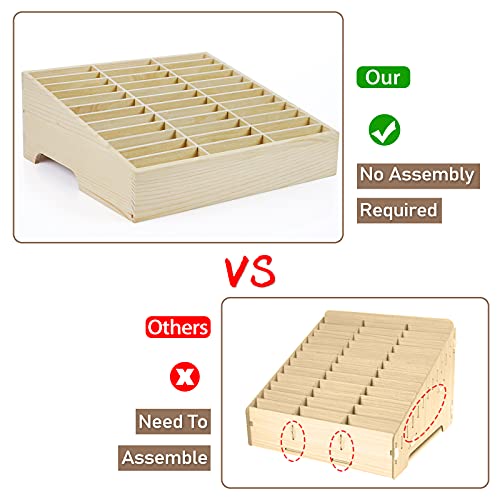 36-Grid Wooden Cell Phone Holder Desktop Organizer Storage Box for Classroom Office (36-Grid) - size: Natural 36-Grid