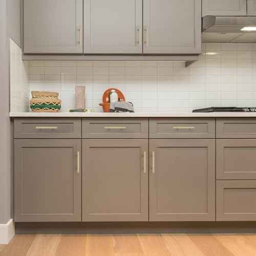 Ravinte 50 Pack 5 Inch Cabinet Pulls Champagne Bronze Stainless Steel Kitchen Drawer Pulls Cabinet Handles 5 InchLength, 3 Inch Hole Center
