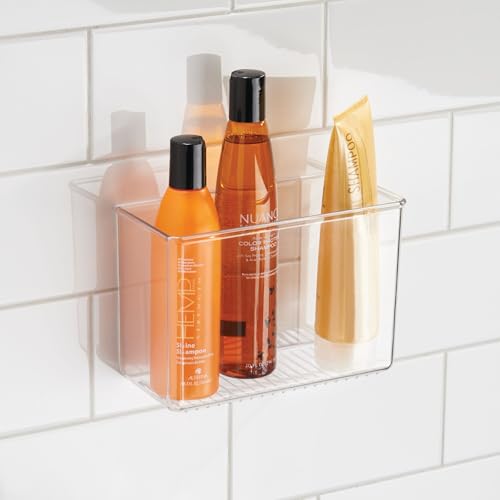 iDesign AFFIXX Plastic Wall Mount Organizer for Kitchen, Bathroom, Office, Bedroom, Garage, Craft Room, 3.5" x 8" x 5.5", Clear - style: Pack of 1