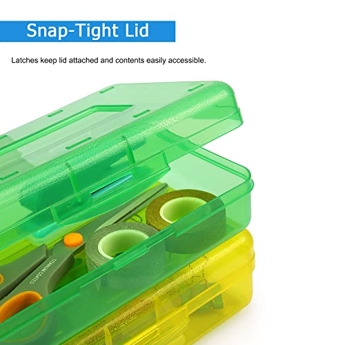 Tamaki 1 Pack Plastic Pencil Box Large Capacity Pencil Boxes Clear Boxes with Snap-tight Lid Stackable Design and Stylish Office Supplies Storage Organizer Box, Green - color: Green