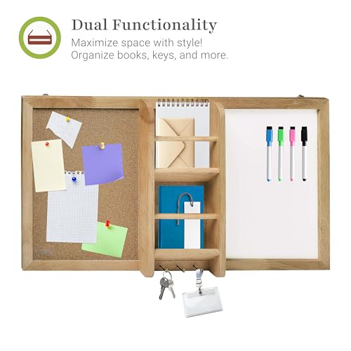 Magnetic Whiteboard & Corkboard Combination, Prosumer's Choice Combo Dry Erase White Board & Cork Board, Message Board with Key and Mail Organizer, Perfect for Office & Home & Kitchen, Bulletin Board