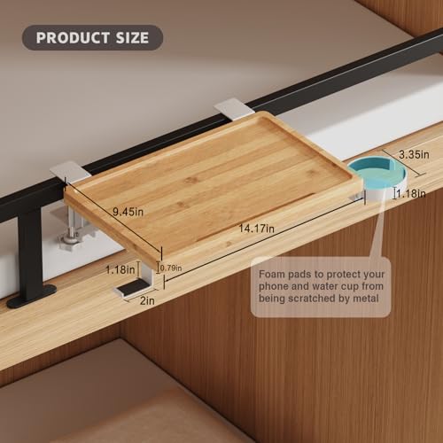 Magheo Bedside Shelf Wood, Foldable Clip-On Bed Shelf for Top Bunk Space Saving Bed Side Table Tray for College Dorm Essentials,Loft Nightstand Organizer Tray with Removable Cup Holder, Hooks, Groove - size: Foldable+cup holder/hooks/groove
