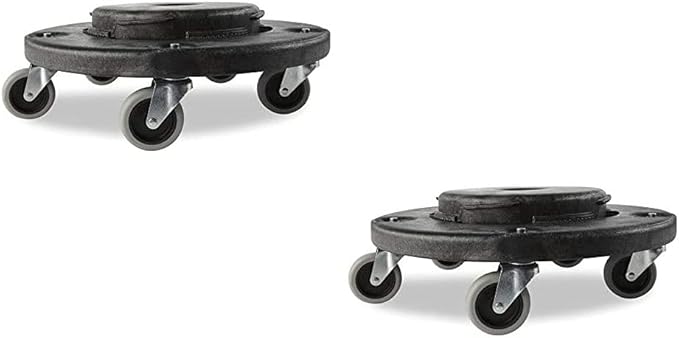 Rubbermaid Commercial Products Brute Twist on/Off Round Dolly, Black, Use with BRUTE Trash Can, Pack of 2