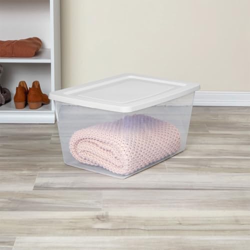 Sterilite 8-Pack Storage Box, Clear Plastic Storage Container Bins with Lids, 58 Quart - Heavy-Duty Organizing Containers for Closet, Bathroom, and Office - size: 58 Quart, style: 8