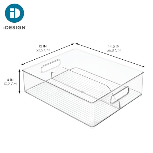 iDesign Divided Storage Bin with Handle for Pantry, Fridge, or Freezer, Clear, Made in USA - style: Pack of 1