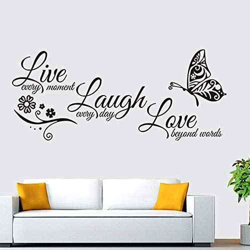 Live Love Laugh Set 3 Wall Sticker Motivational Decals,Family Inspirational Wall Stickers Quotes(18x39, Black)