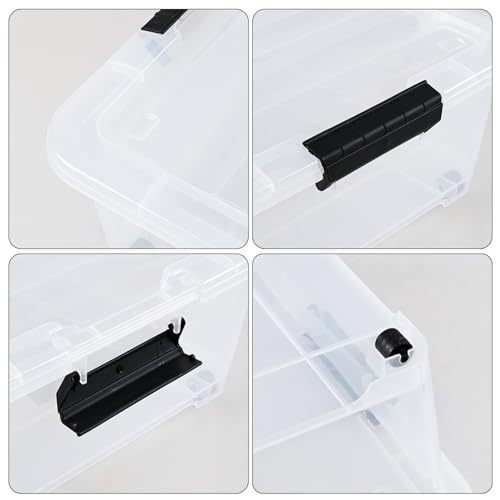 4-Pack 25 Quart Large Plastic Underbed Clothes Storage Containers Bins, Wheeled Latching Box with Lids for Closet Organizers Shoes Underbed, Clear - size: 25 Quart
