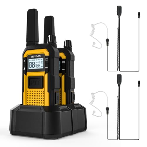 Retevis RB48 Walkie Talkies Long Range, IP67 Waterproof Two Way Radios with Earpiece, Support VOX, Vibration Call, 2000mAh, NOAA, 2 Way Radio for Business(2 Pack)