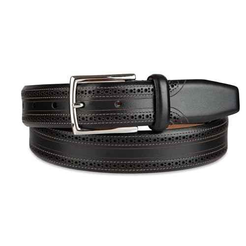 Cole Haan mens Black Leather Dress Belt - Classic Style With Polished Buckle for Work Or Formal Wear